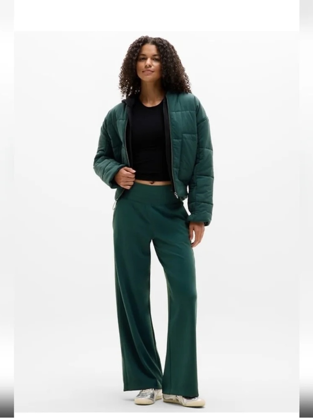 Athleta Venice Teal High Rise Wide Leg Pant Zipper Pockets MP